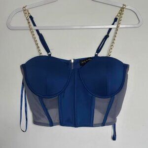 Blue Bustier with Gold Chain strap